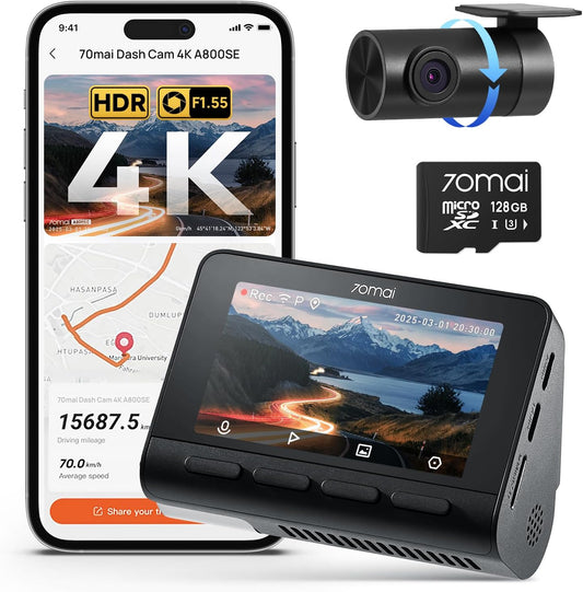 70mai Dash Cam Voiture 4K A800SE -Dashcam intelligente avec GPS