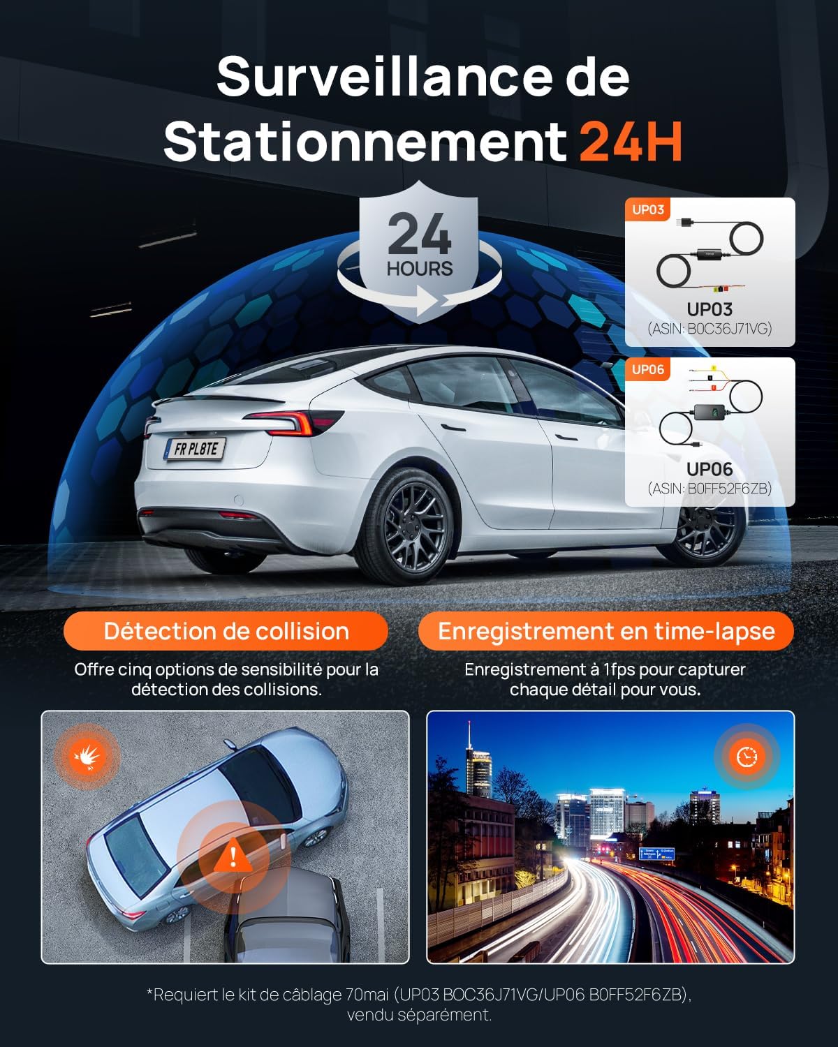 70mai Dash Cam Voiture 4K A800SE -Dashcam intelligente avec GPS